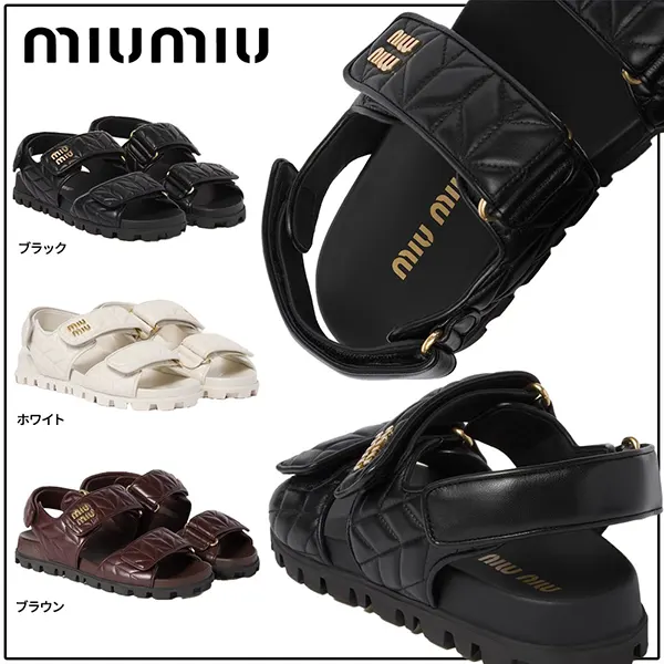 ミュウミュウ スポーティ マテラッセレザー N級品 サンダル 5X135E