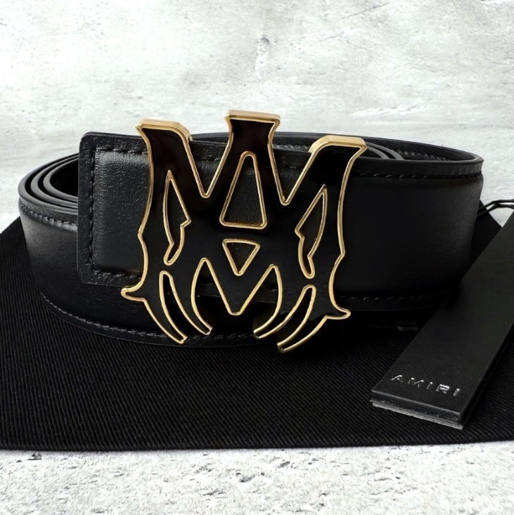 アミリ スーパーコピー MA レザーベルト ブラック＆ゴールド 25052302