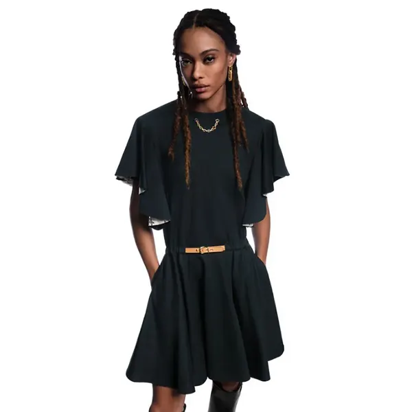 最新でオシャレルイヴィトン  フリルスリーブ 偽物 ドレス 1AGOR1