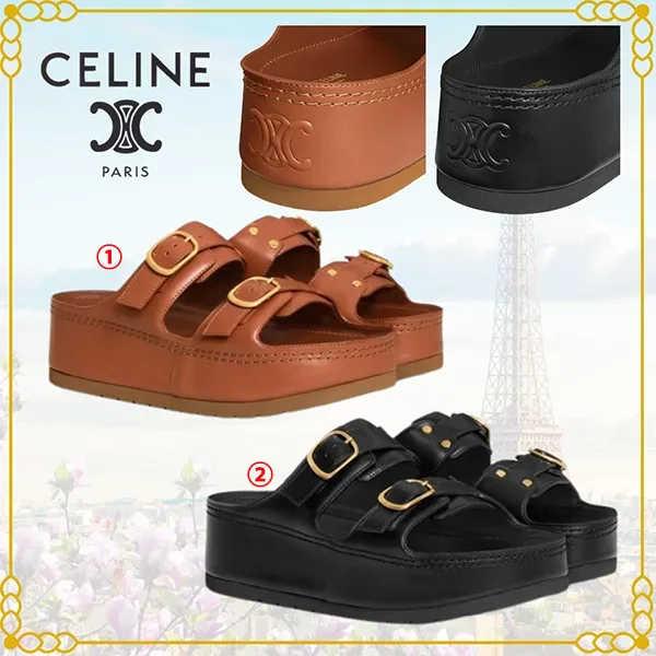 セリーヌ ポリー ウェッジミュール コピー カーフスキン364293767C