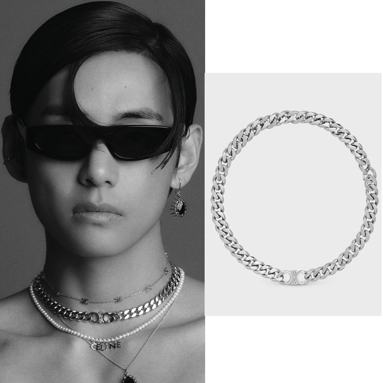 【テテ / YOSHIKI愛用】セリーヌネックレス偽物トリオンフ グルメット ロジウムフィニッシュ ブラス 460JF6BRA.36SI