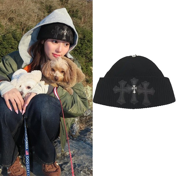 【中町綾 愛用】 クロムハーツ トリプルクロス カシミヤビーニー w25062701