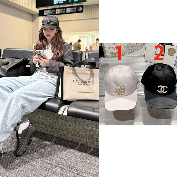 藤田ニコル 愛用 シャネル パール サテン キャップ AA9129