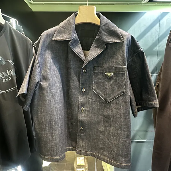 プラダ 半袖 コピー セルビッジデニム シャツ GEC068