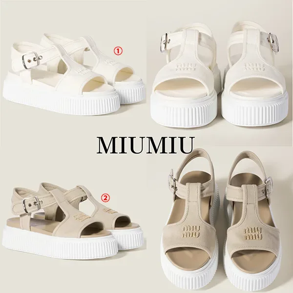 口コミミュウミュウ パチモン デニム プラットフォームサンダル 厚底 EVA 日本未発売5X402E