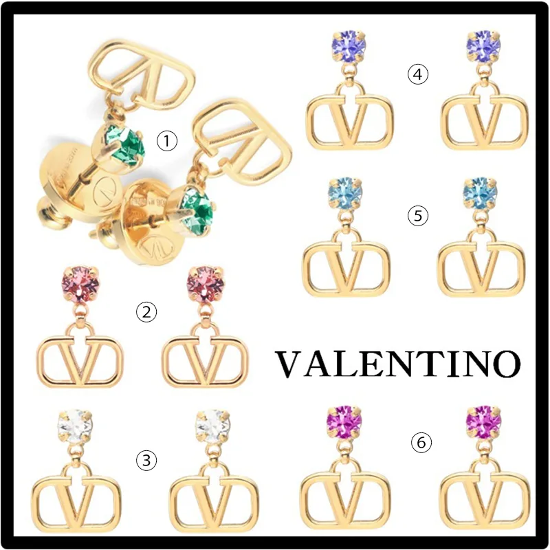 ヴァレンティノ ガラバニ V ロゴ クリスタル ピアス コピー 6色 hltn111548