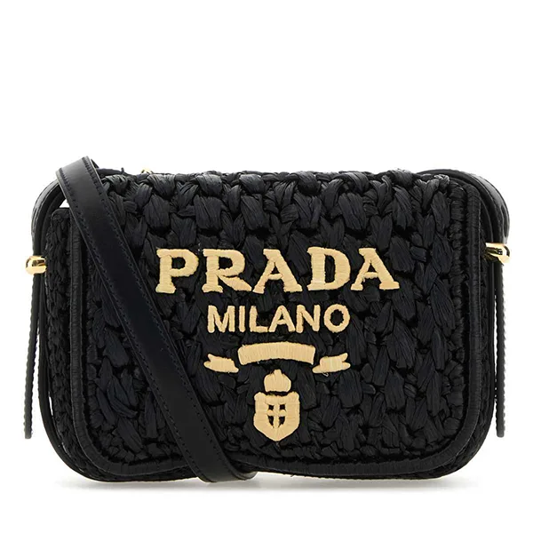 【万能でかわいい♡】プラダ ウーブンファブリック 偽物 xレザー ショルダーバッグ 1BD362_2M2T