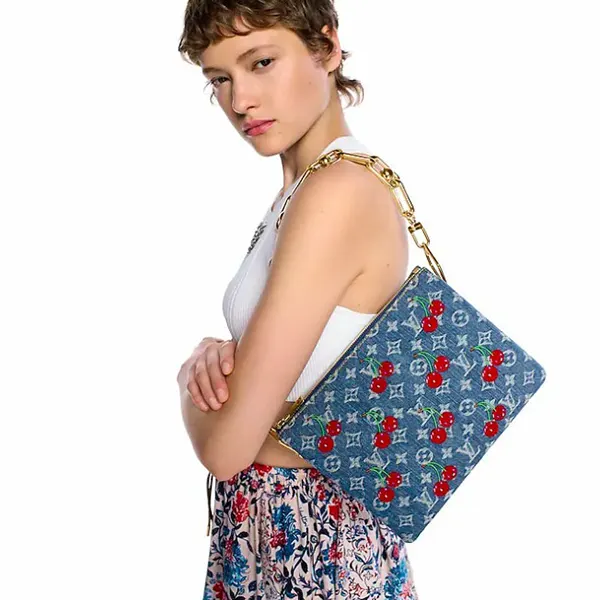 【送料関税込】ルイヴィトン×村上隆 クッサンPM コピー デニムチェリー M14978