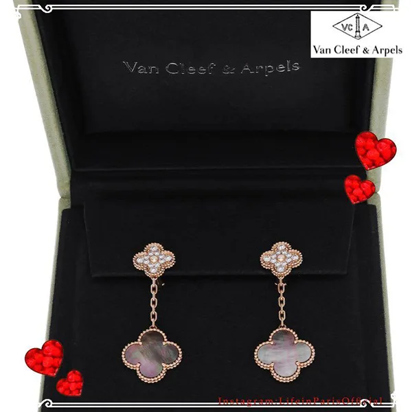 累積売上総額第１位！ヴァンクリーフ アルハンブラ コピー パリ♡ダイヤモンドピアス vc25729