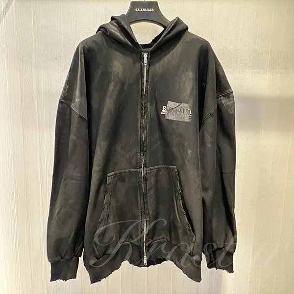 バレンシアガ スモールフィット ミラー ジップ フーディ 720424
