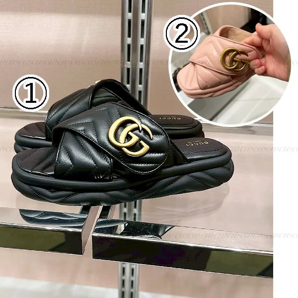 【使いやすさ抜群】グッチ GGマーモント パチモン キルティングレザーサンダル gg2586