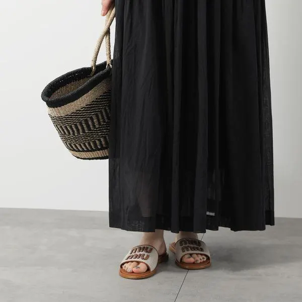 ミュウミュウ サンダル 偽物 5XX644 Q1D キャンバス×レザー