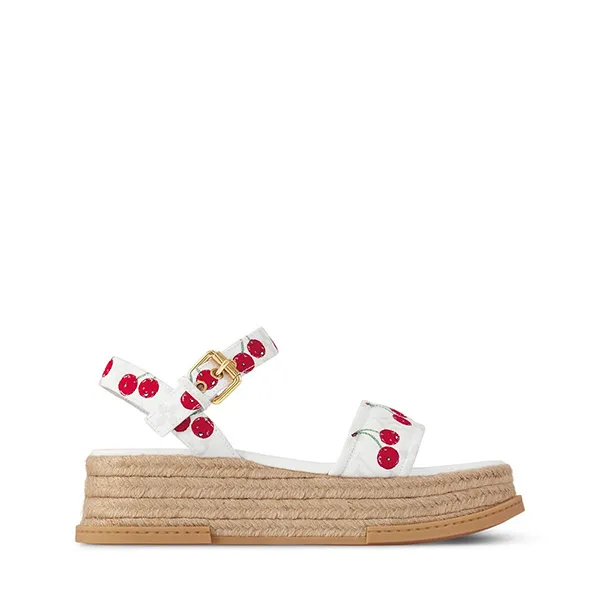 ルイヴィトン x TM*Maya さくらんぼ＆モノグラム プラットフォームサンダル 偽物 1AHNSL