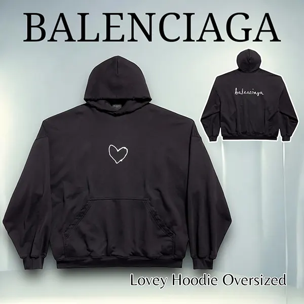 【かわいくて上品♪】バレンシアガ Lovey Hoodie Oversized コットン パーカー 739024TQVV99034