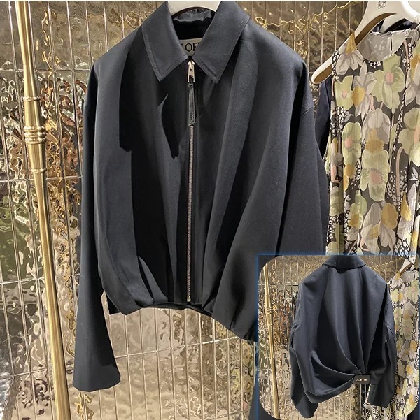 ロエベ☆ドレープ ジャケット コピー（コットン&シルク）ブラックS540Y02XBU-1100