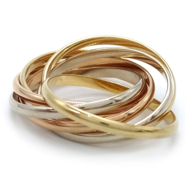 カルティエ スーパーコピー トリニティ 7連リング 750 K18 3カラー ゴールド 指輪 25082101