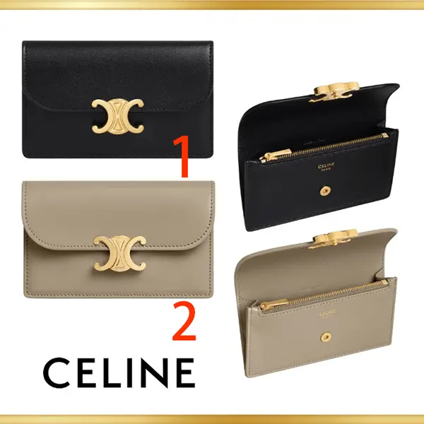 セリーヌ トリオンフフラップ付ロングカードホルダー 10P073DPV