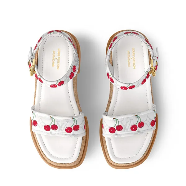 ルイヴィトン x TM*Maya さくらんぼ＆モノグラム プラットフォームサンダル 偽物 1AHNSL