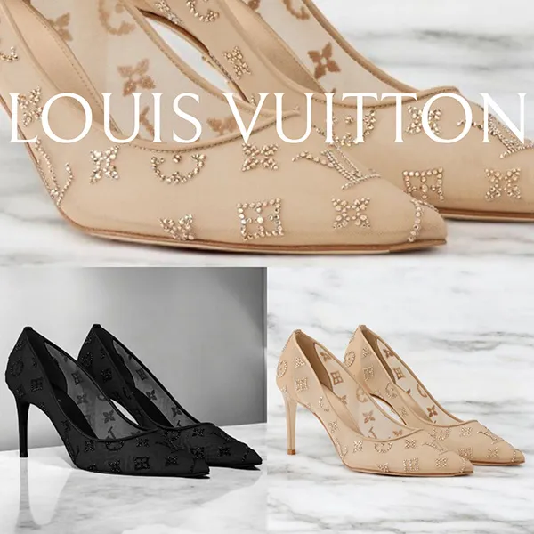 【カラバリ豊富】新作*ルイヴィトン コピー* ガラ パンプス ビジューモノグラム メッシュ 8cmヒール 1AIELE