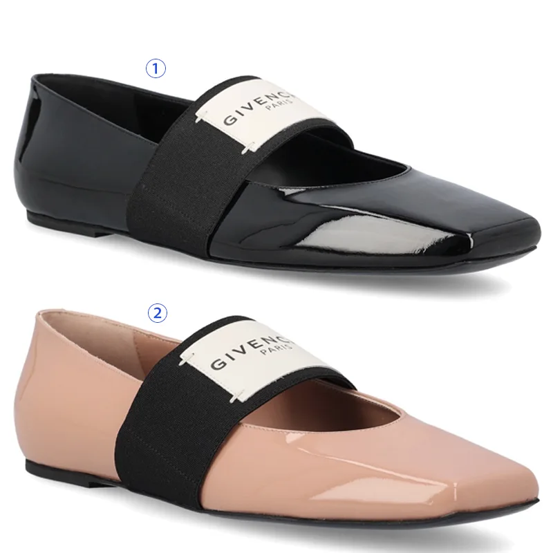 (セールで破格)ジバンシィ 偽物 スライスドスクエア バレリーナ パテントレザー 2色 jfx250830