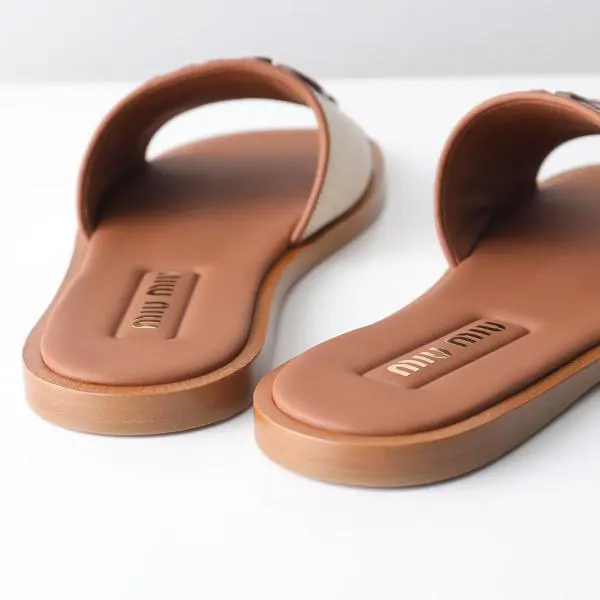 ミュウミュウ サンダル 偽物 5XX644 Q1D キャンバス×レザー