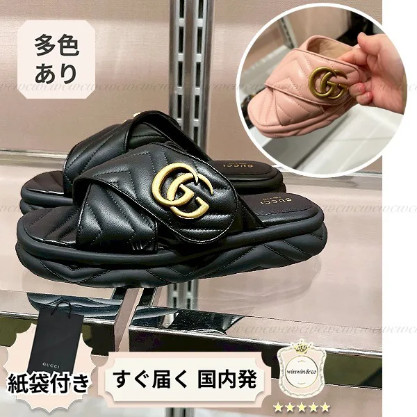 【使いやすさ抜群】グッチ GGマーモント パチモン キルティングレザーサンダル gg2586