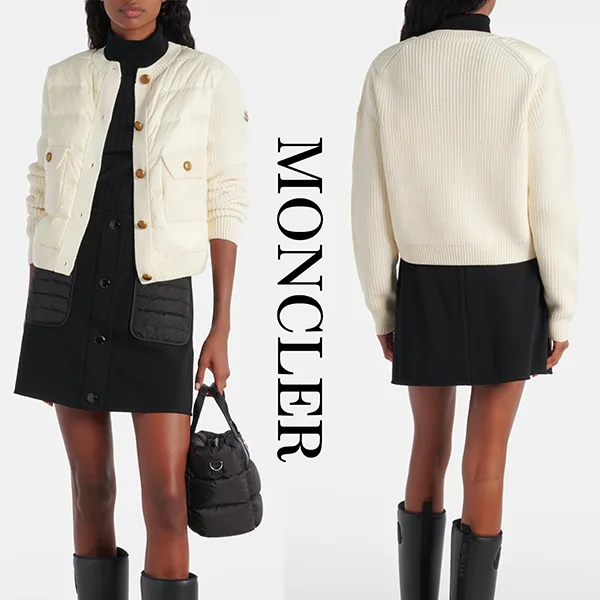 送料込追跡有モンクレール ウールダウンジャケット パチモン ノーカラー ホワイト mc259231