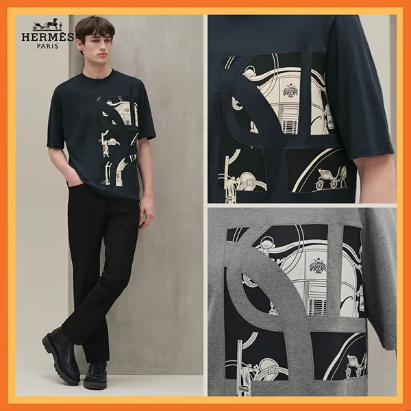 異素材で芸術的に魅せる【エルメス】Ex-Libris Tシャツ 偽物 H567800HA