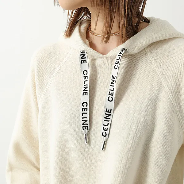 即納でお届けセリーヌ パーカー 偽物 レディース ニット プルオーバー フーディー セーター カシミヤ混ウール 長袖 2A20Z402P.01OW