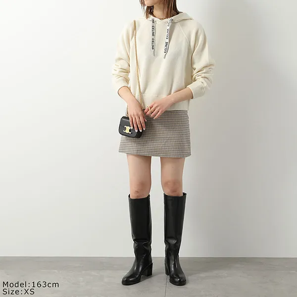 即納でお届けセリーヌ パーカー 偽物 レディース ニット プルオーバー フーディー セーター カシミヤ混ウール 長袖 2A20Z402P.01OW