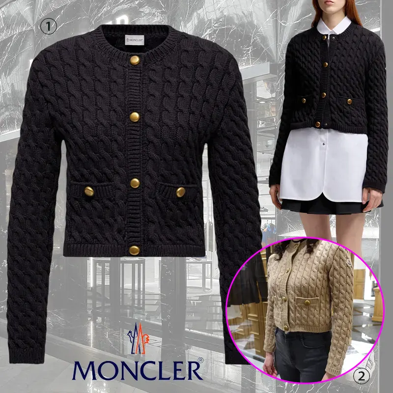 新作限定♪モンクレール コピー コットンブレンド カーディガン ロゴ 2色 ml6955814