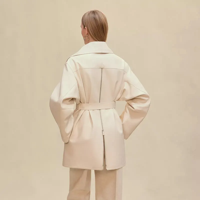 【コーデを格上げ】25AW エルメス ブランケット風ショートコート n級品 ラムスキン ams55199