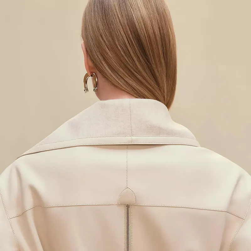 【コーデを格上げ】25AW エルメス ブランケット風ショートコート n級品 ラムスキン ams55199