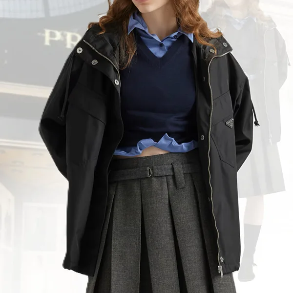 【クリーン&シンプルデザイン】プラダ Re-Nylonブルゾン 偽物 ブラック pd251030