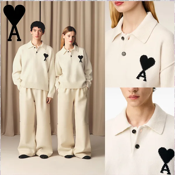 セール新作アミパリス ウール 偽物 ロゴポロ アミ ドゥ クール ホワイト UPL409018_151