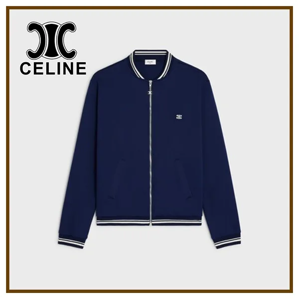 【セリーヌ】トリオンフ テディジャケット 偽物 ジャージー★ネイビー S 2Y04H121O.BZZ9