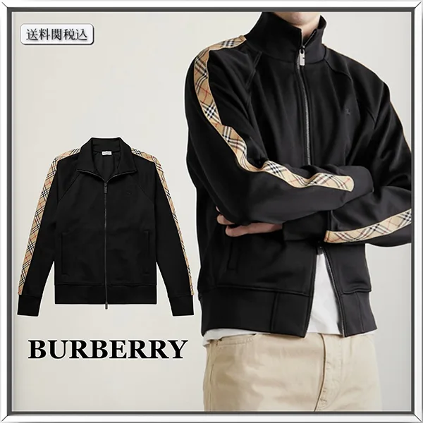 バーバリー チェック ジャカード 偽物 ロゴ刺繍 トラックジャケット br251015