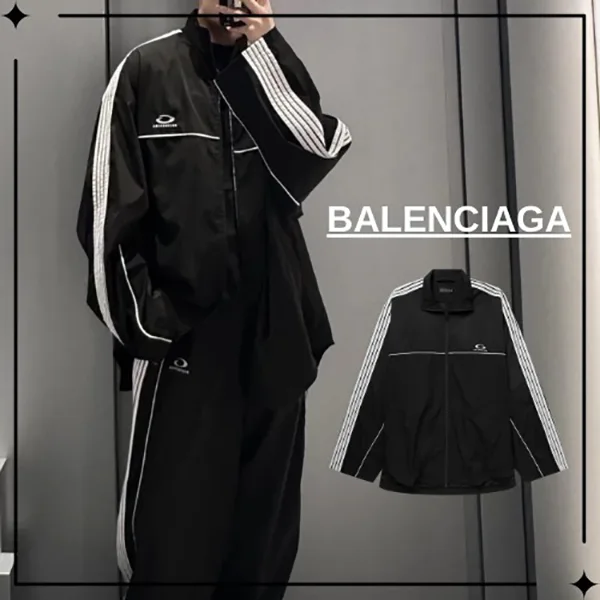 【バレンシアガ】オーバーサイズ 偽物 ストライプ トラックジャケット bl2510153