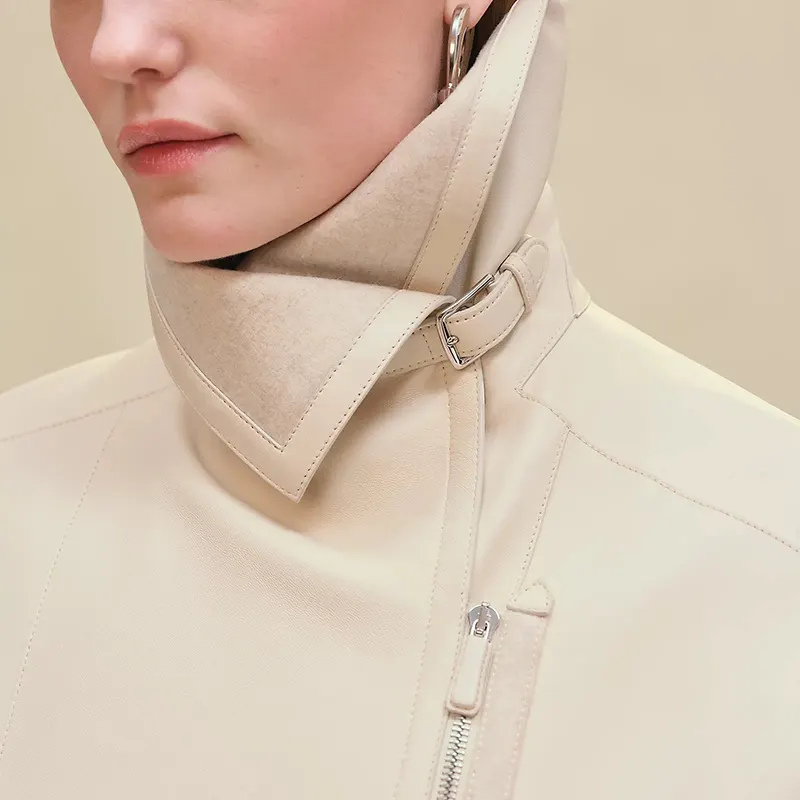 【コーデを格上げ】25AW エルメス ブランケット風ショートコート n級品 ラムスキン ams55199