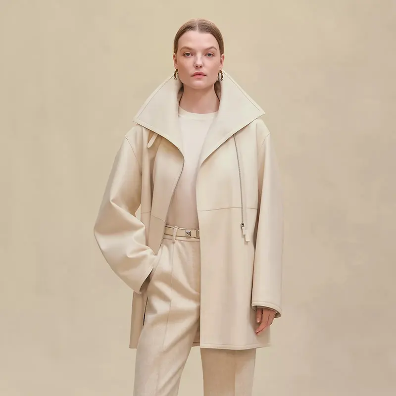 【コーデを格上げ】25AW エルメス ブランケット風ショートコート n級品 ラムスキン ams55199