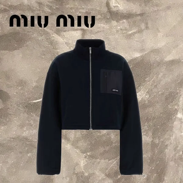 【ミュウミュウ】ミッドナイトブルーコットンスウェットシャツ MJLA09S