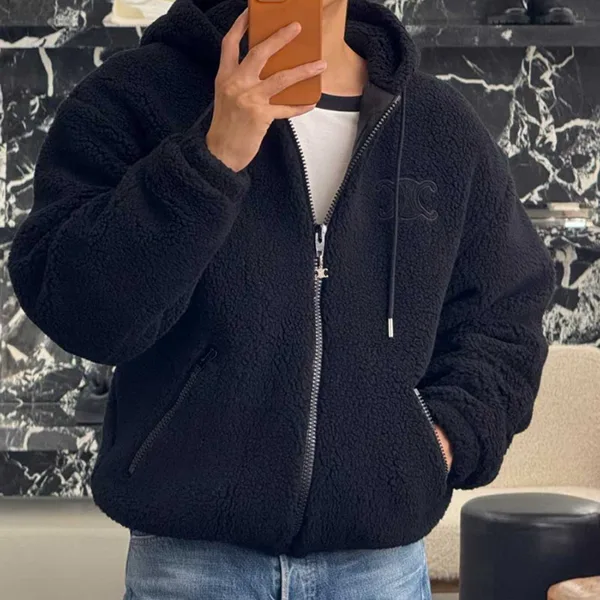 話題国内完売★セリーヌ★フードジャケット コピー / ウール & コットンフリース RV0SC0T87