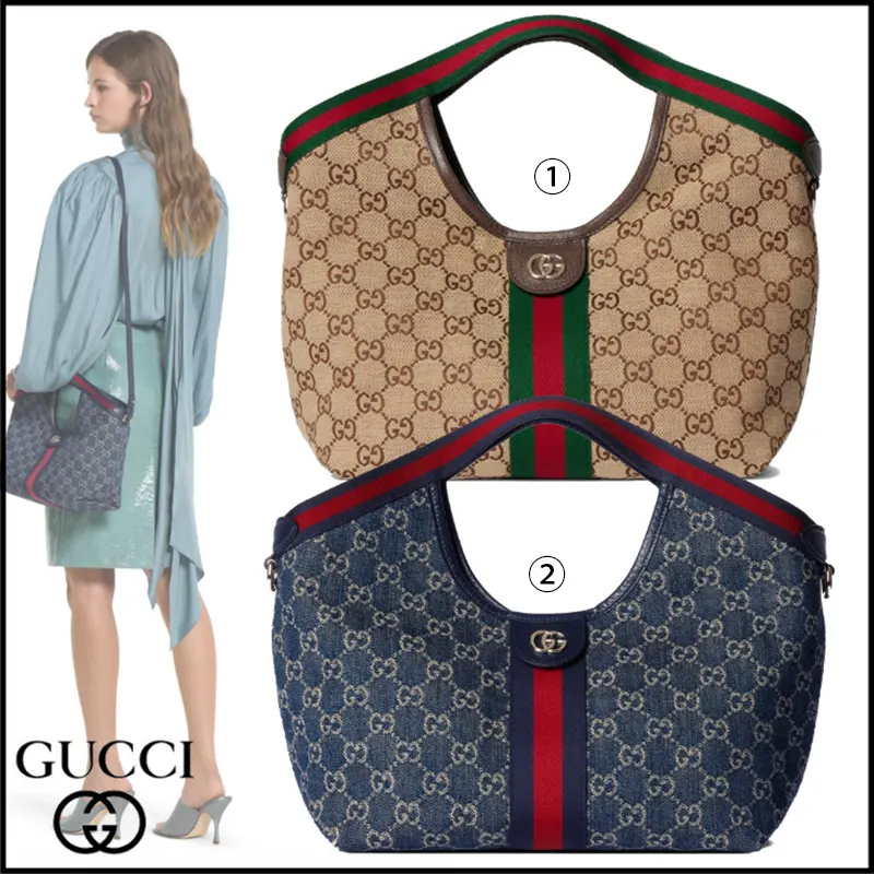 トレンド最先端グッチ ジリオ スモール トートバッグ GGデニム ポーチ付 2色 gc84557