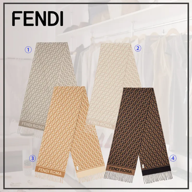 フェンディ ダブグレーウール＆カシミア マフラー 4色 fd644582