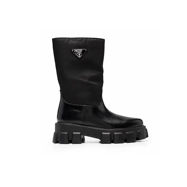 [一番信用]プラダ ブラッシュドレザー Monolith 厚底ブーツ 1U713M 3LFU F0002