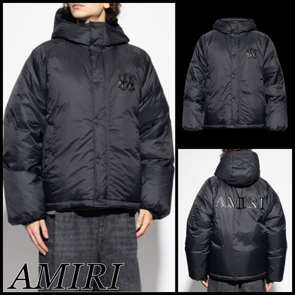新作◆アミリ◆ロゴ フード ダウンジャケット ami1122